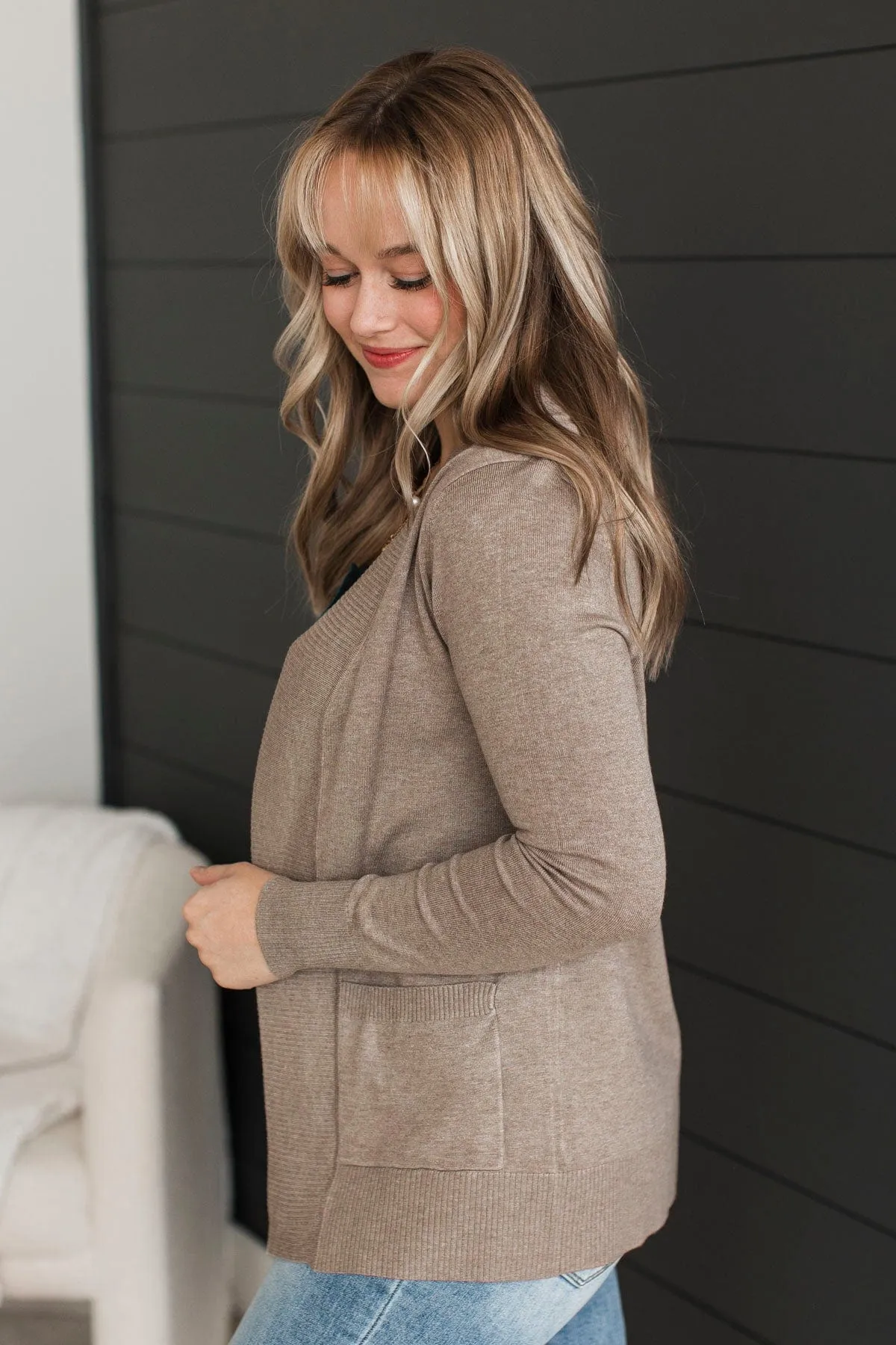 Days Long Gone Knit Cardigan- Dark Taupe