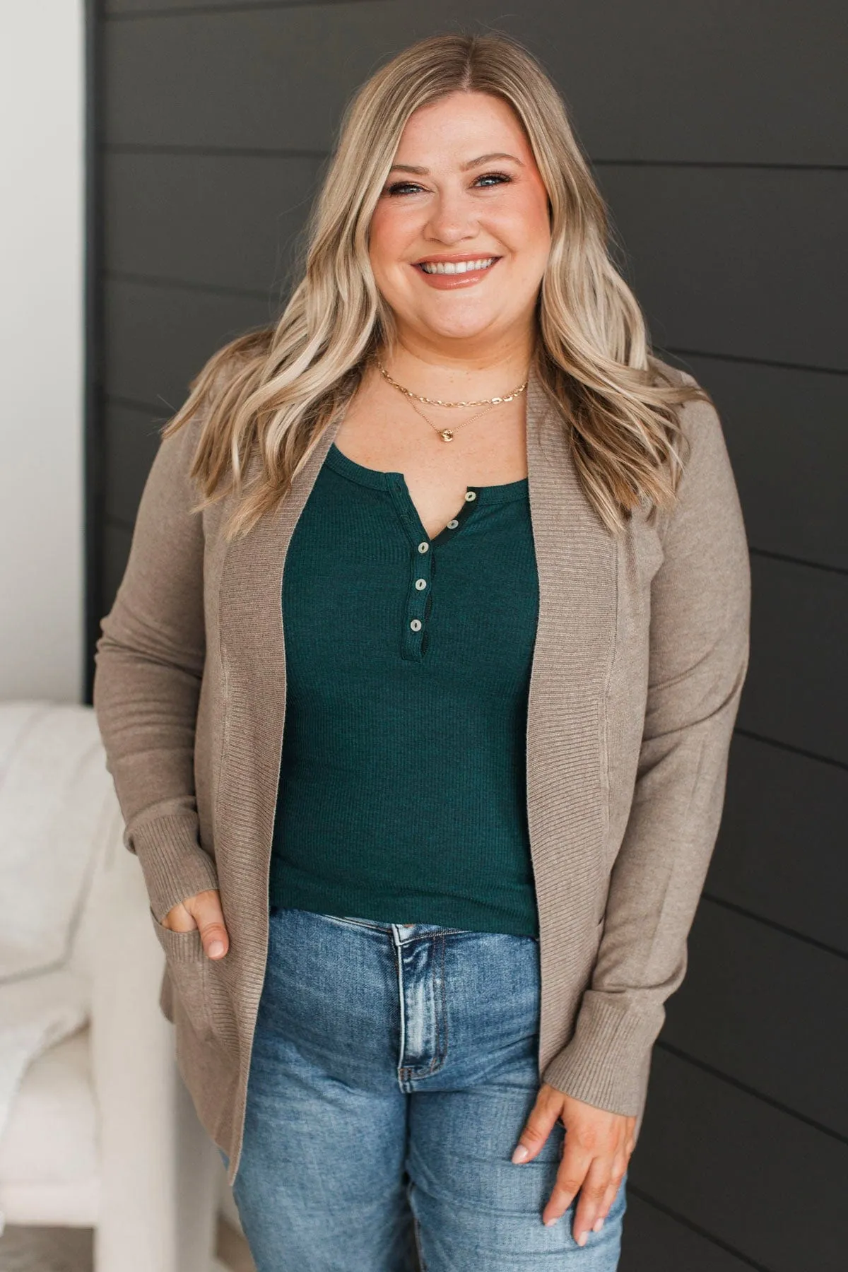 Days Long Gone Knit Cardigan- Dark Taupe