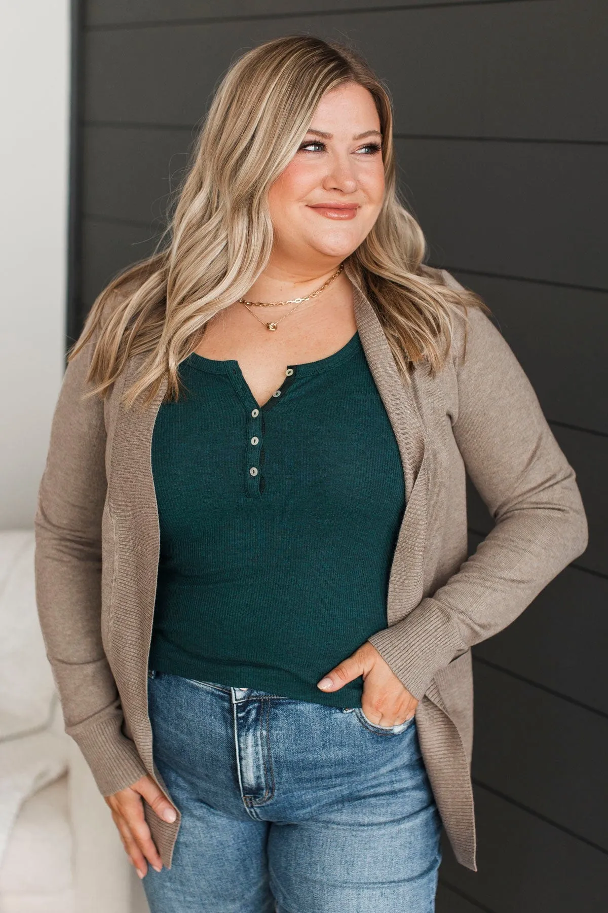 Days Long Gone Knit Cardigan- Dark Taupe