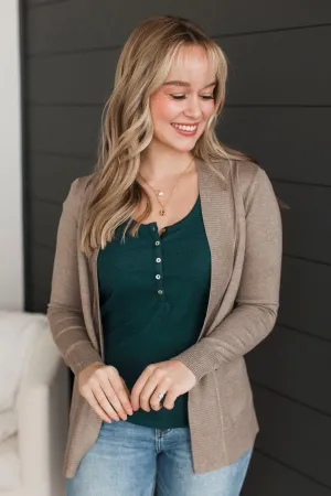 Days Long Gone Knit Cardigan- Dark Taupe