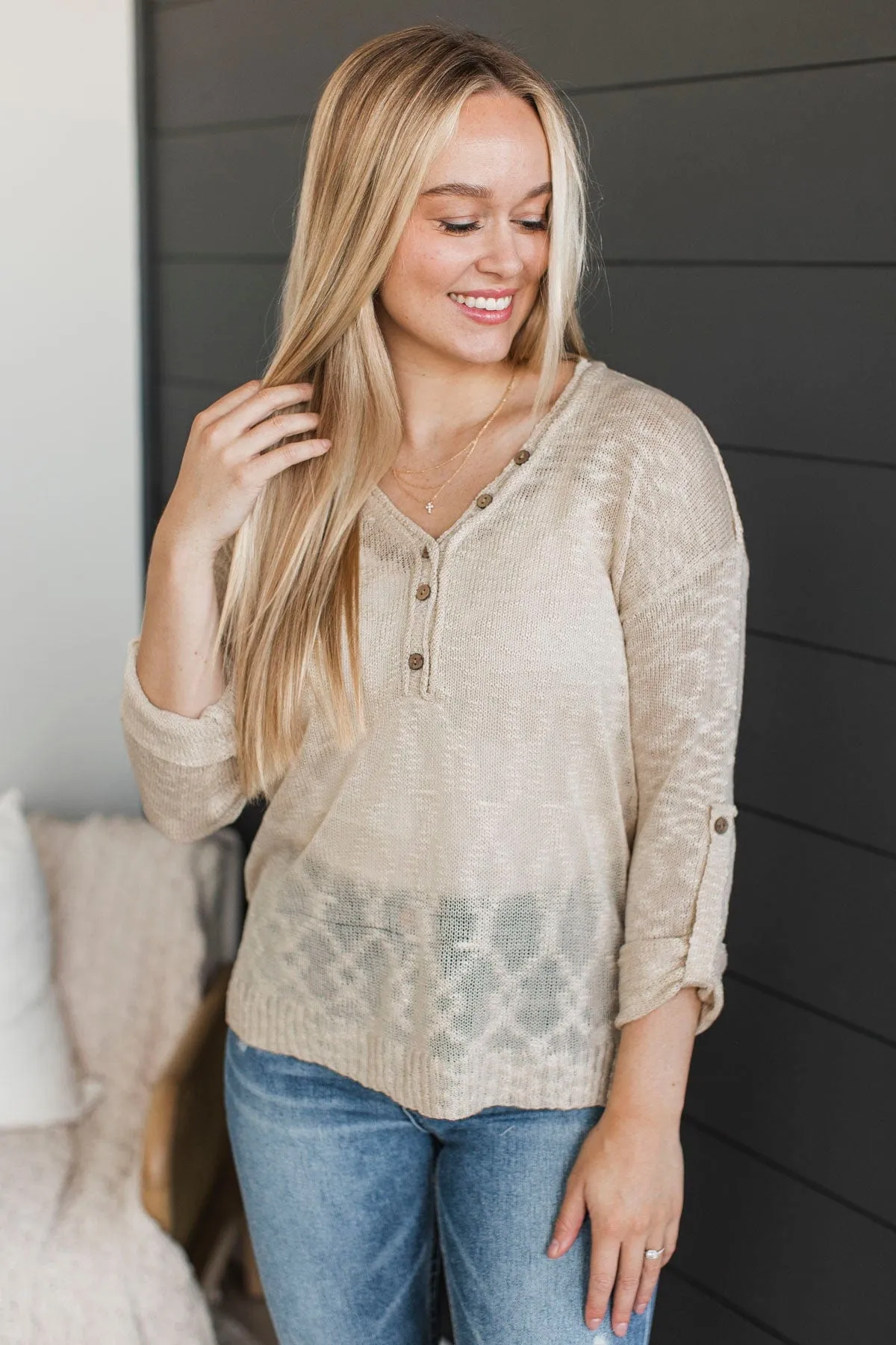 Do Me A Favor Knit Top- Oatmeal