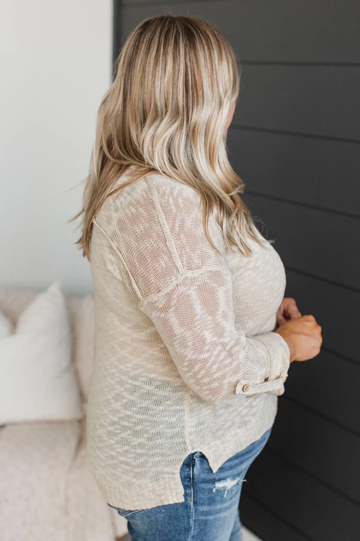 Do Me A Favor Knit Top- Oatmeal