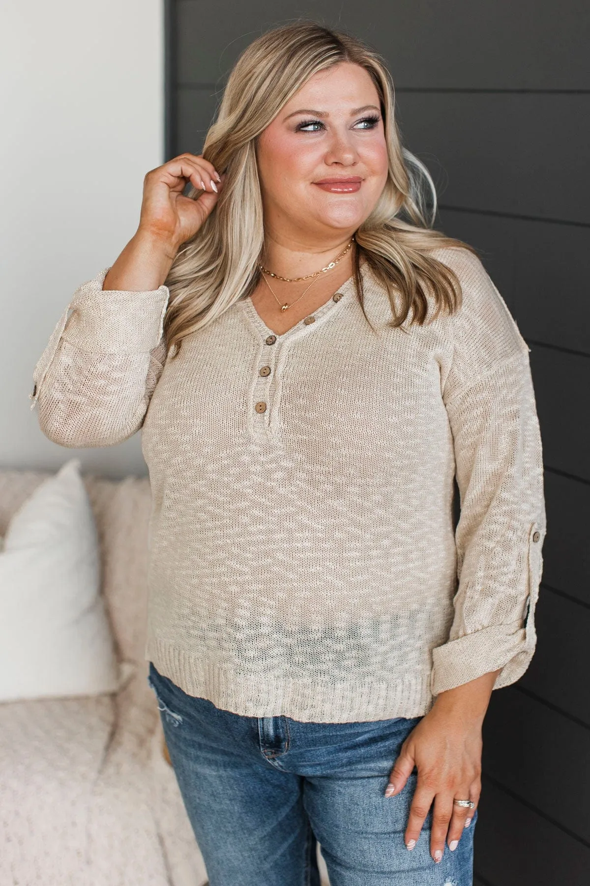 Do Me A Favor Knit Top- Oatmeal