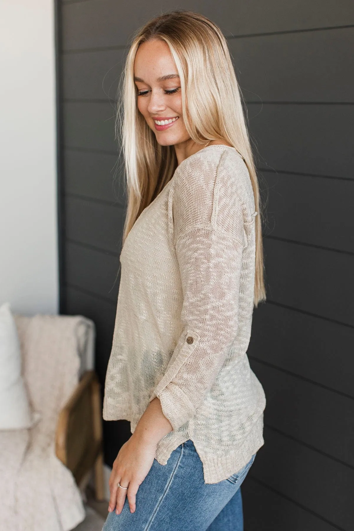 Do Me A Favor Knit Top- Oatmeal
