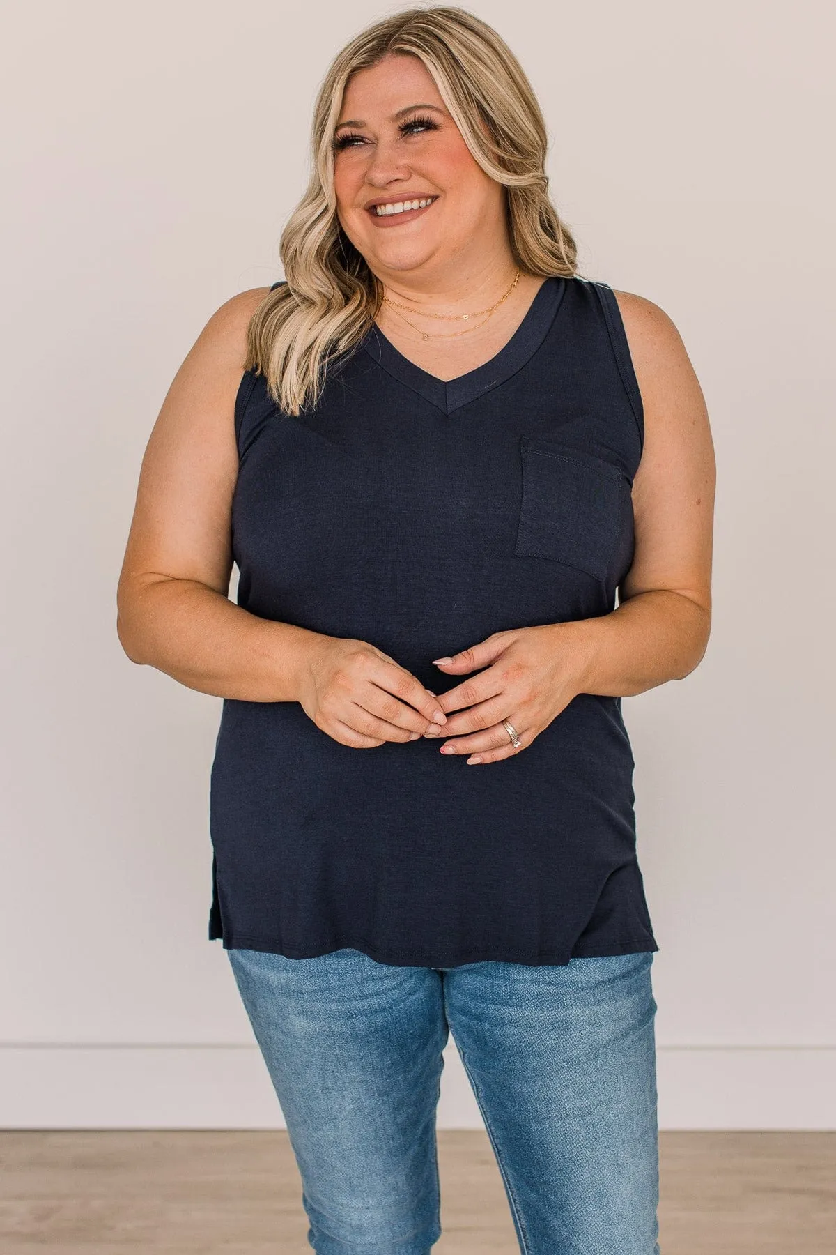 Doesn't Have To Be Goodbye Pocket Tank- Navy