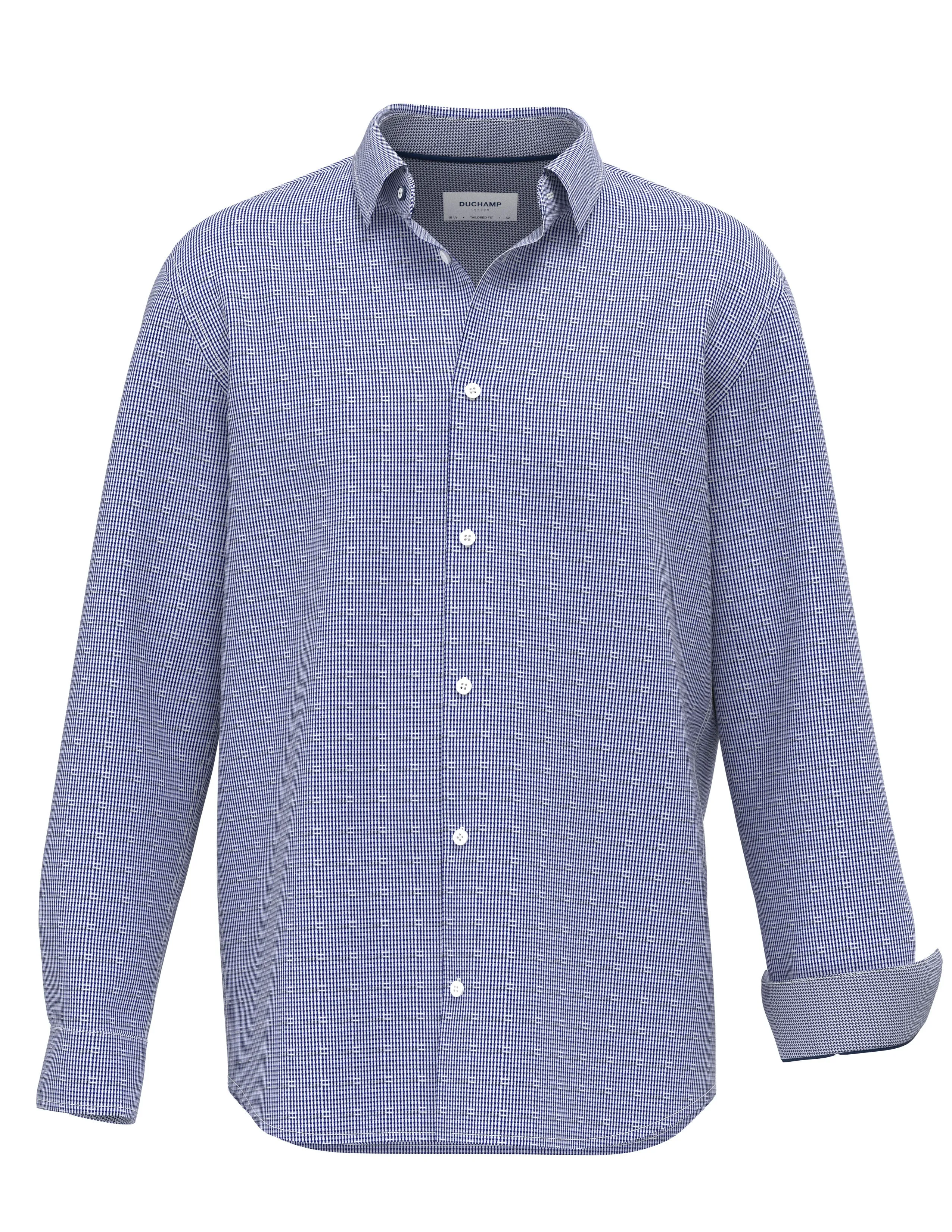 Duchamp London Navy Fancy Neat Dress Shirt