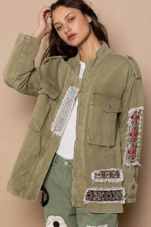 Dusky Olive Zippered Military Jacket