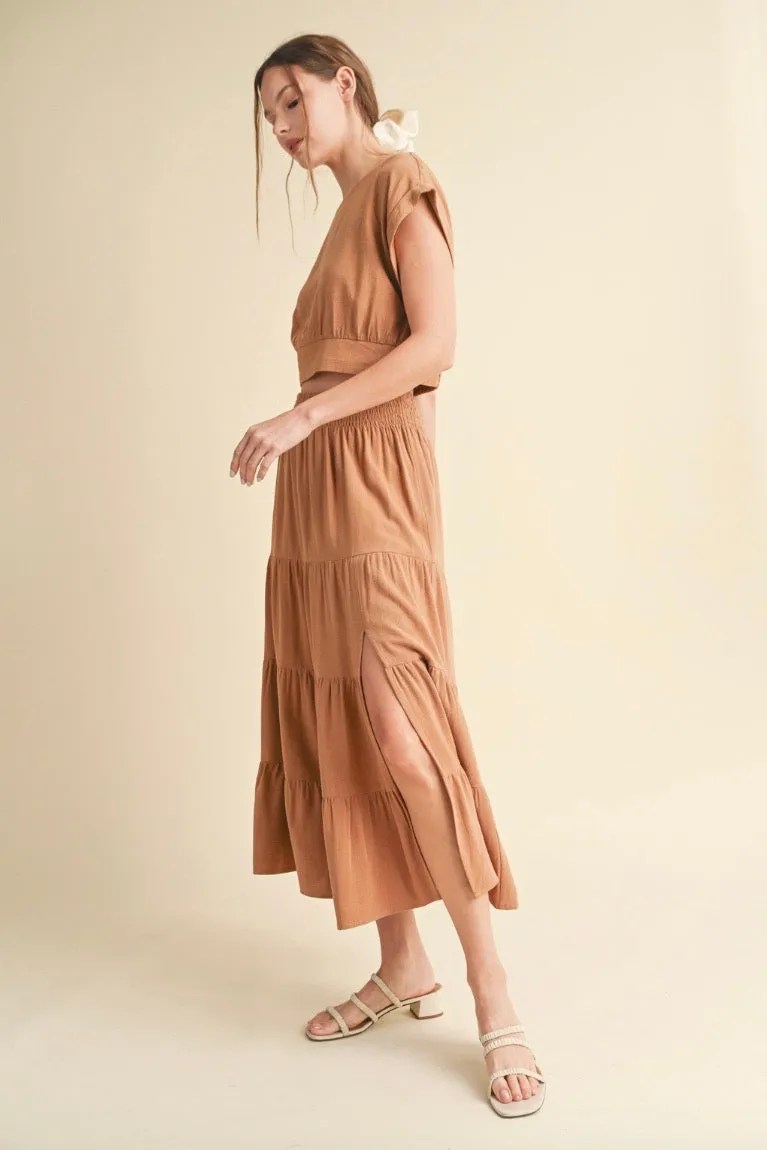 Easy Going Top and Skirt-Camel-SET DO NOT SEPARATE SIZES