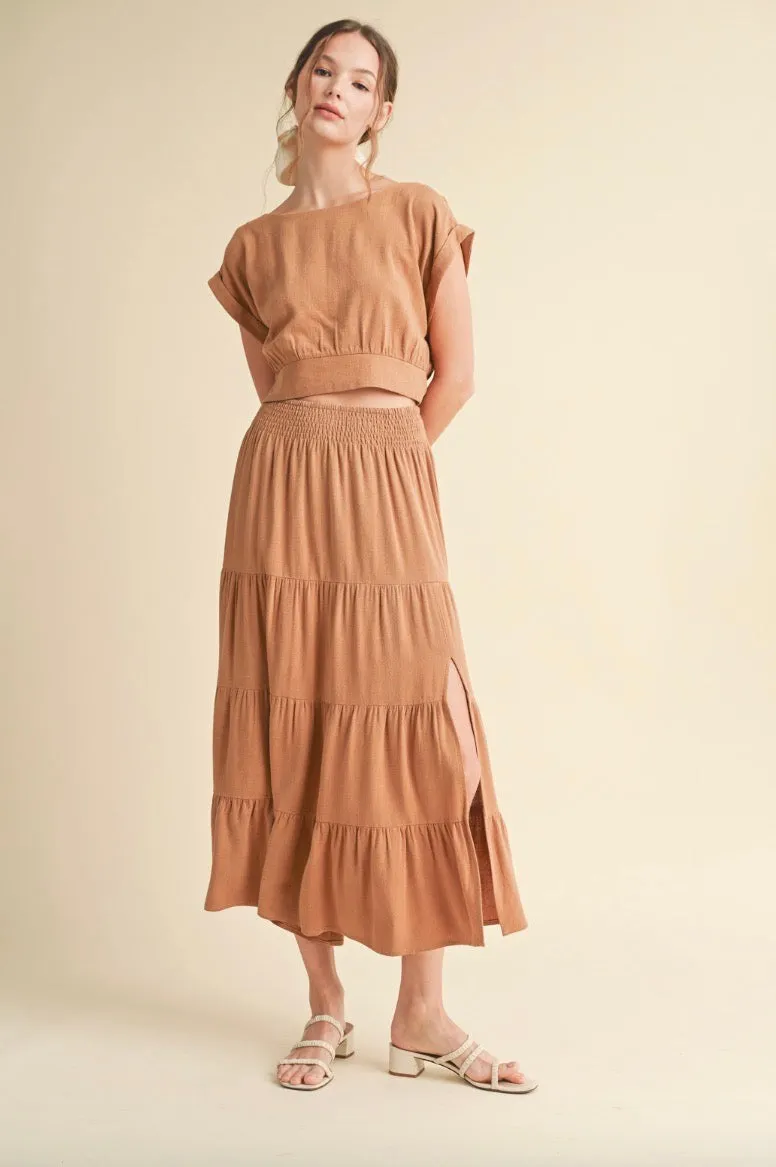 Easy Going Top and Skirt-Camel-SET DO NOT SEPARATE SIZES