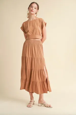 Easy Going Top and Skirt-Camel-SET DO NOT SEPARATE SIZES