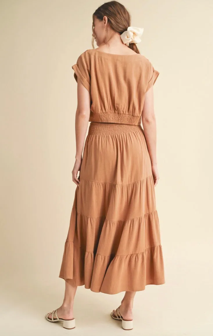 Easy Going Top and Skirt-Camel-SET DO NOT SEPARATE SIZES