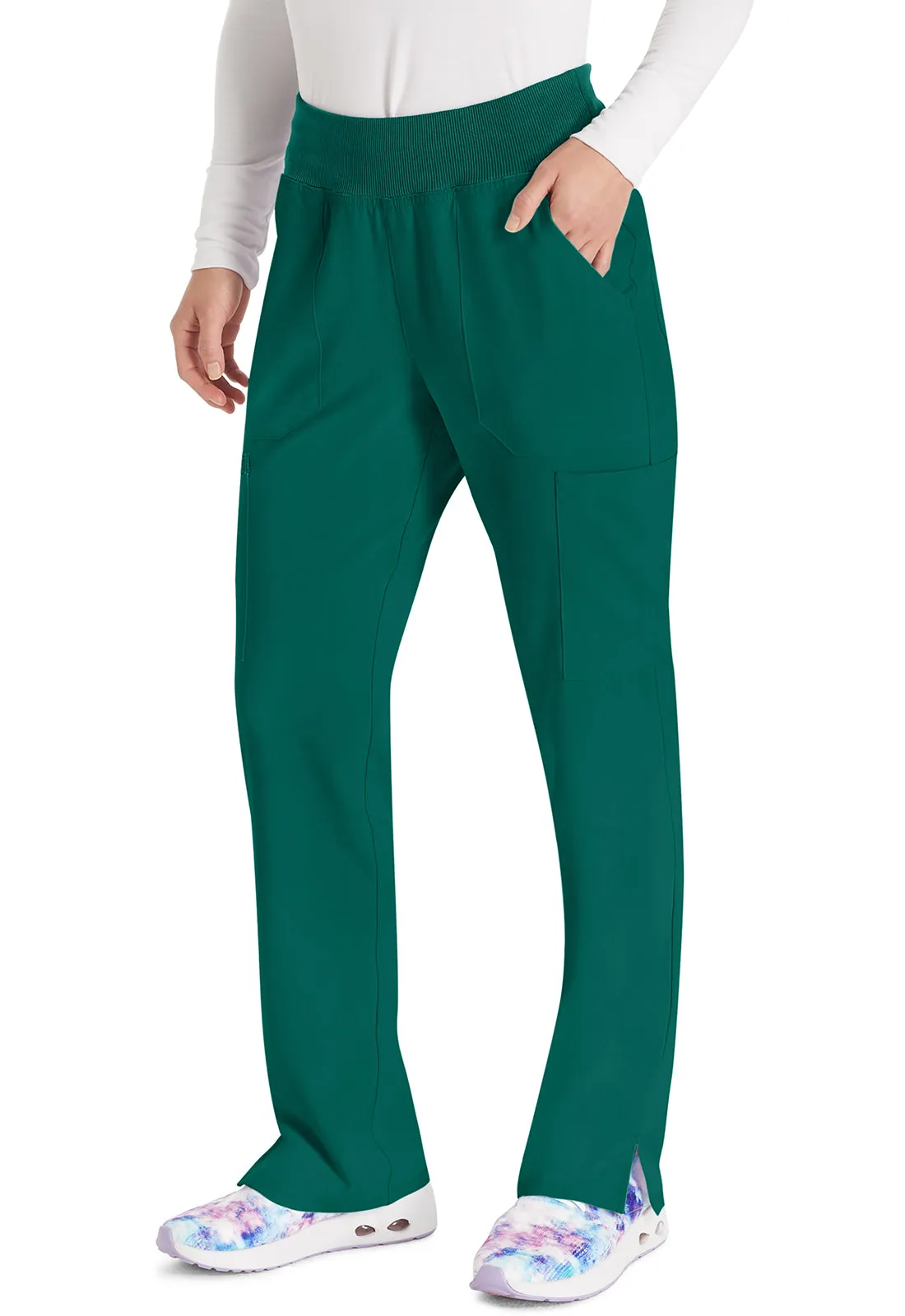 EDS Essentials DK005 Natural Rise Tapered Leg Pull-On Pants Hunter Green