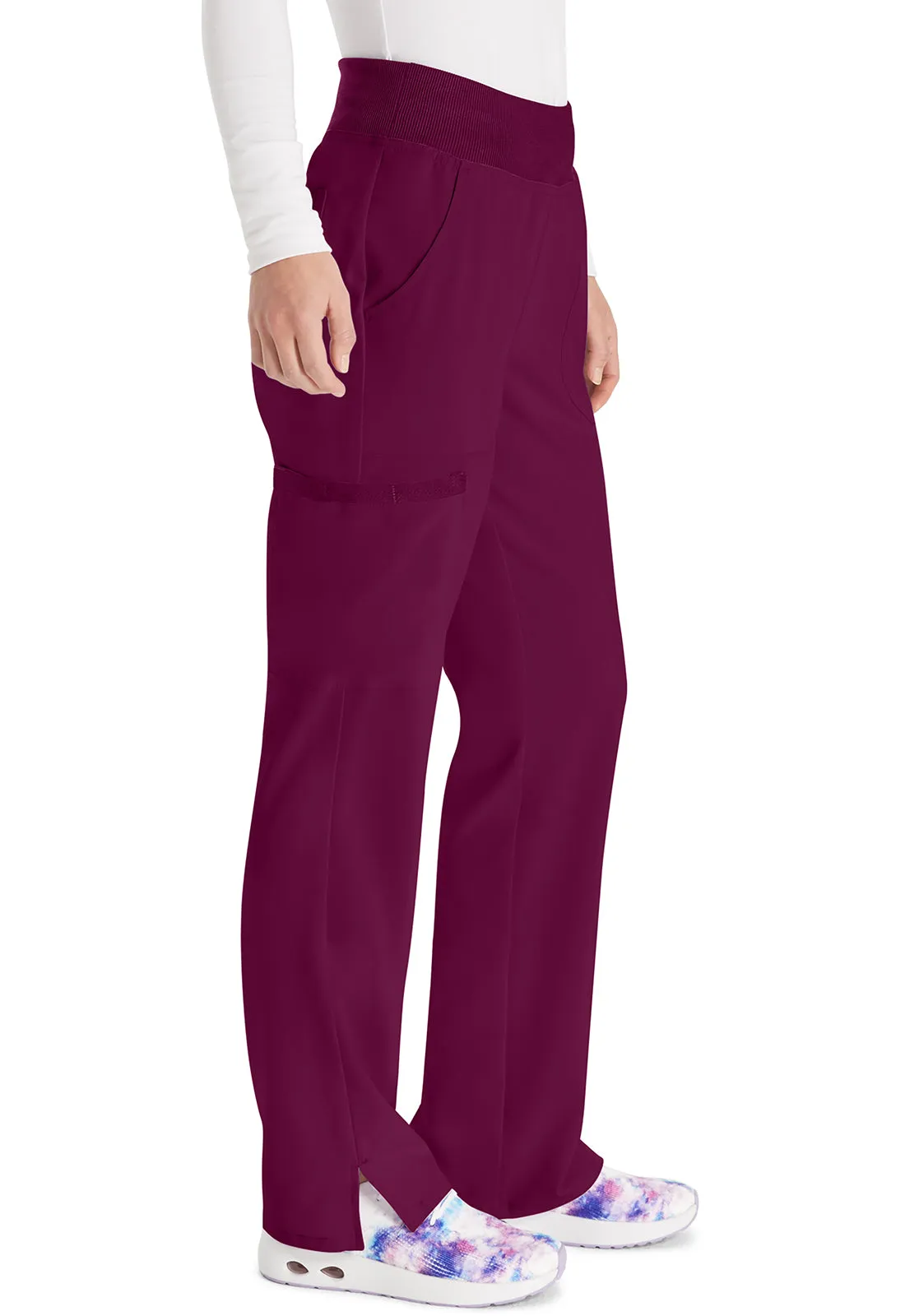 EDS Essentials DK005 Natural Rise Tapered Leg Pull-On Pants Wine
