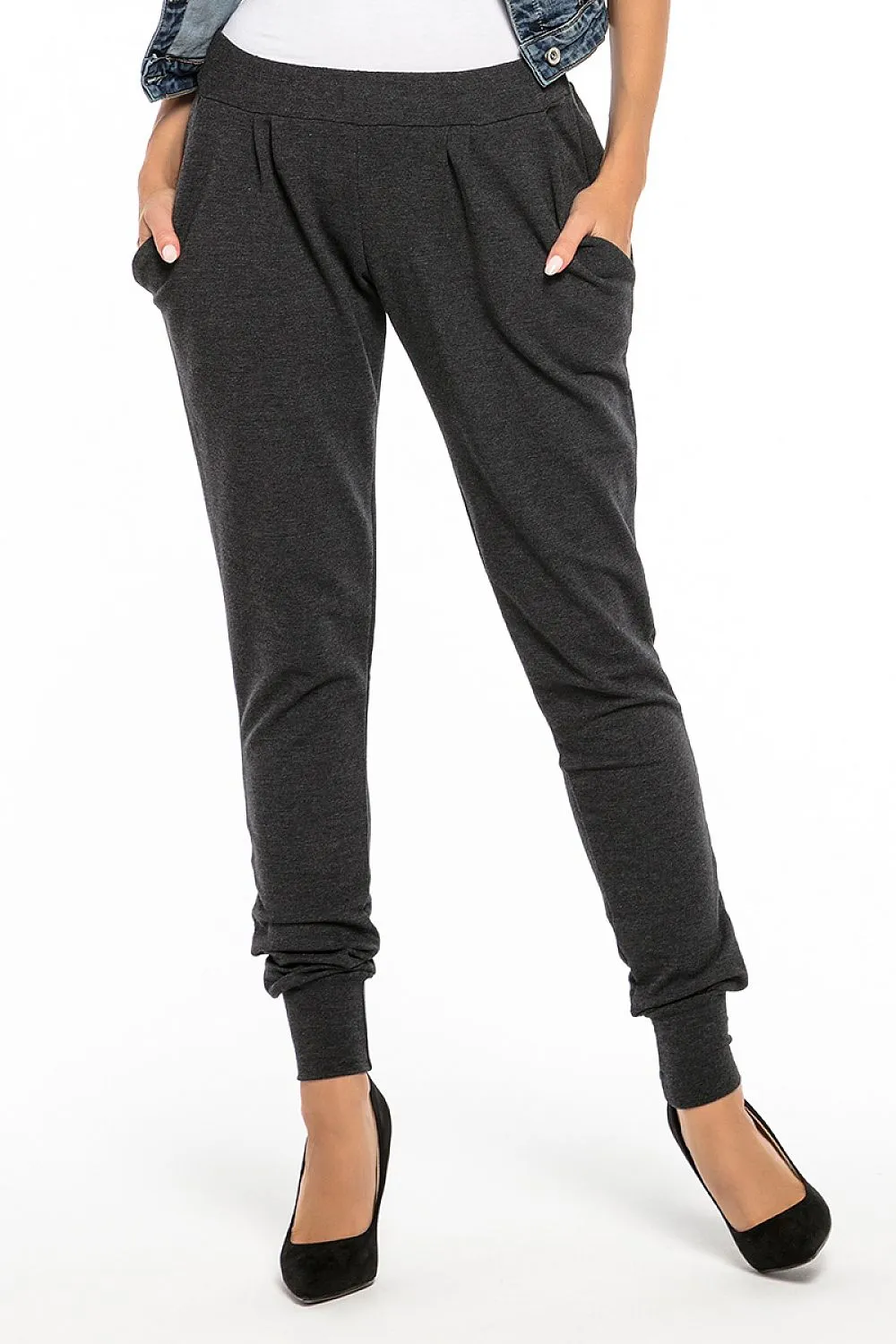 Elegant Ribbed Sweatpants with Pockets