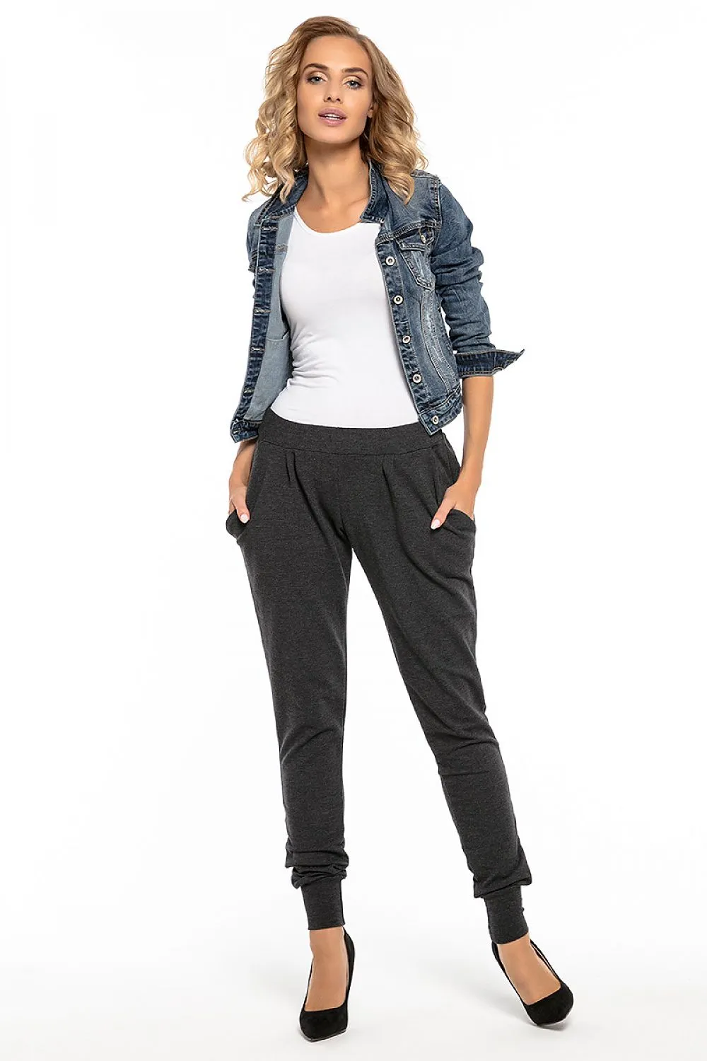 Elegant Ribbed Sweatpants with Pockets