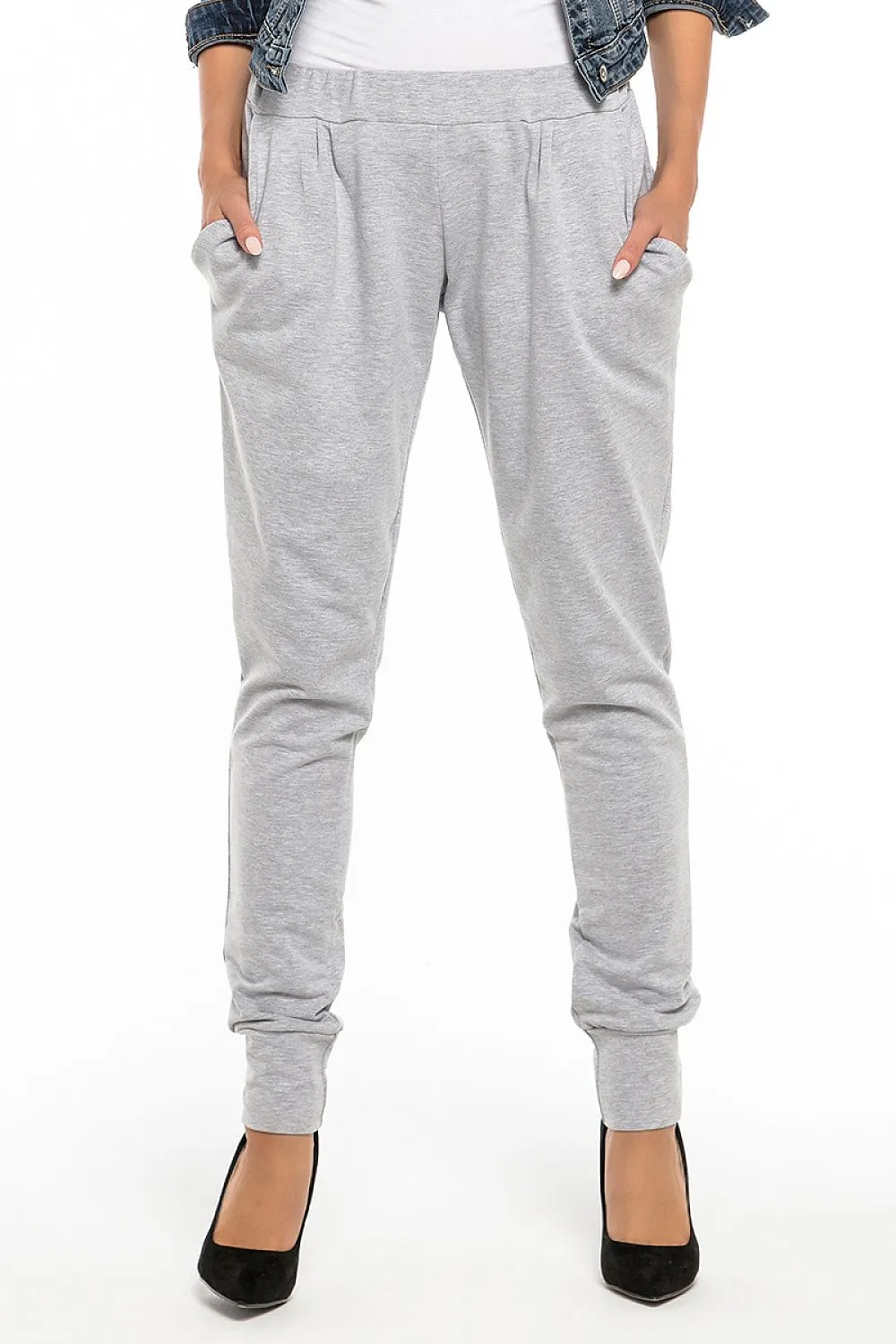 Elegant Ribbed Sweatpants with Pockets