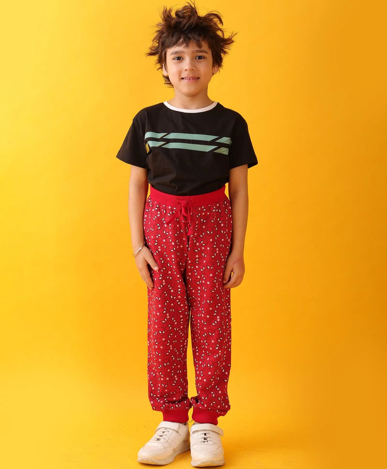 ENGLAND STRIPES SPIDER RED BOYS JOGGER SET - BLACK/RED