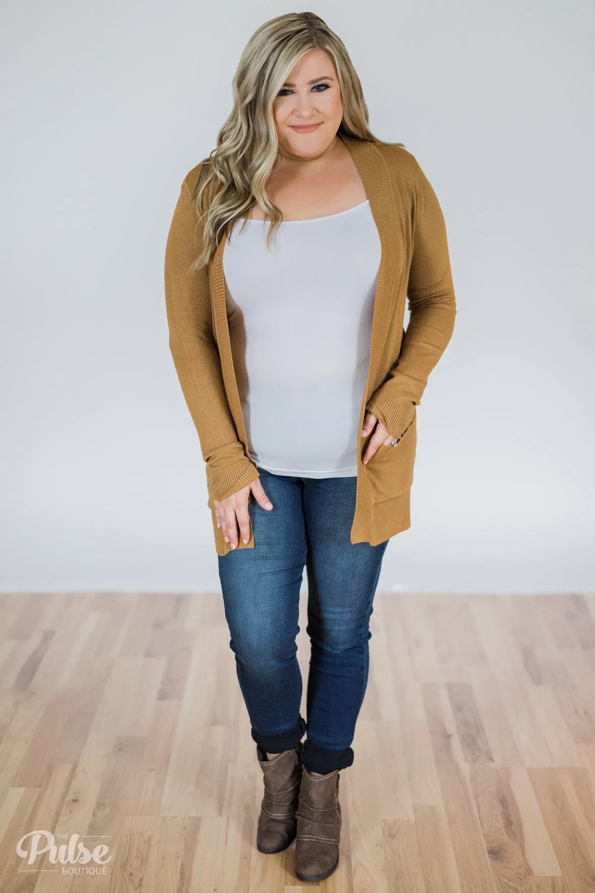 Essential Cardigan- Burnt Yellow
