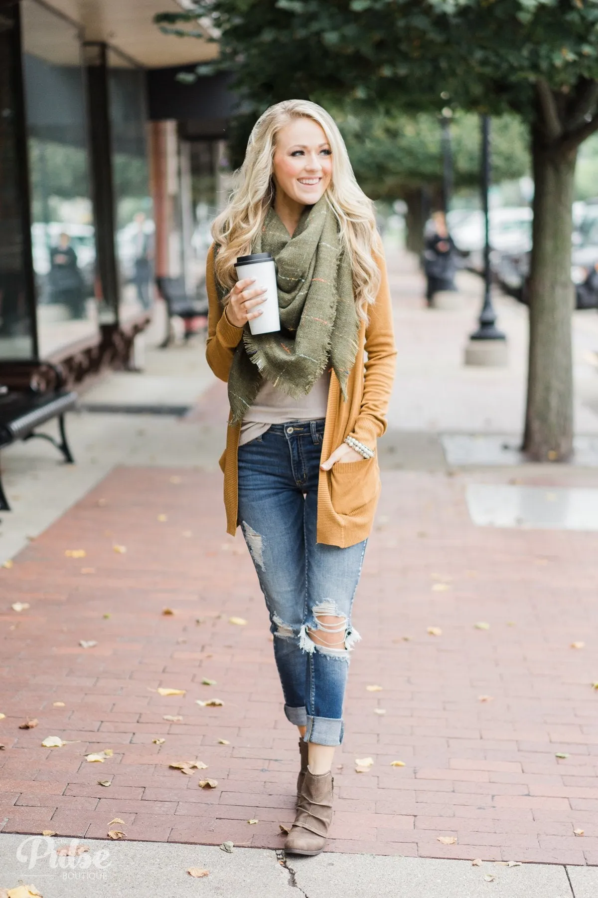 Essential Cardigan- Burnt Yellow