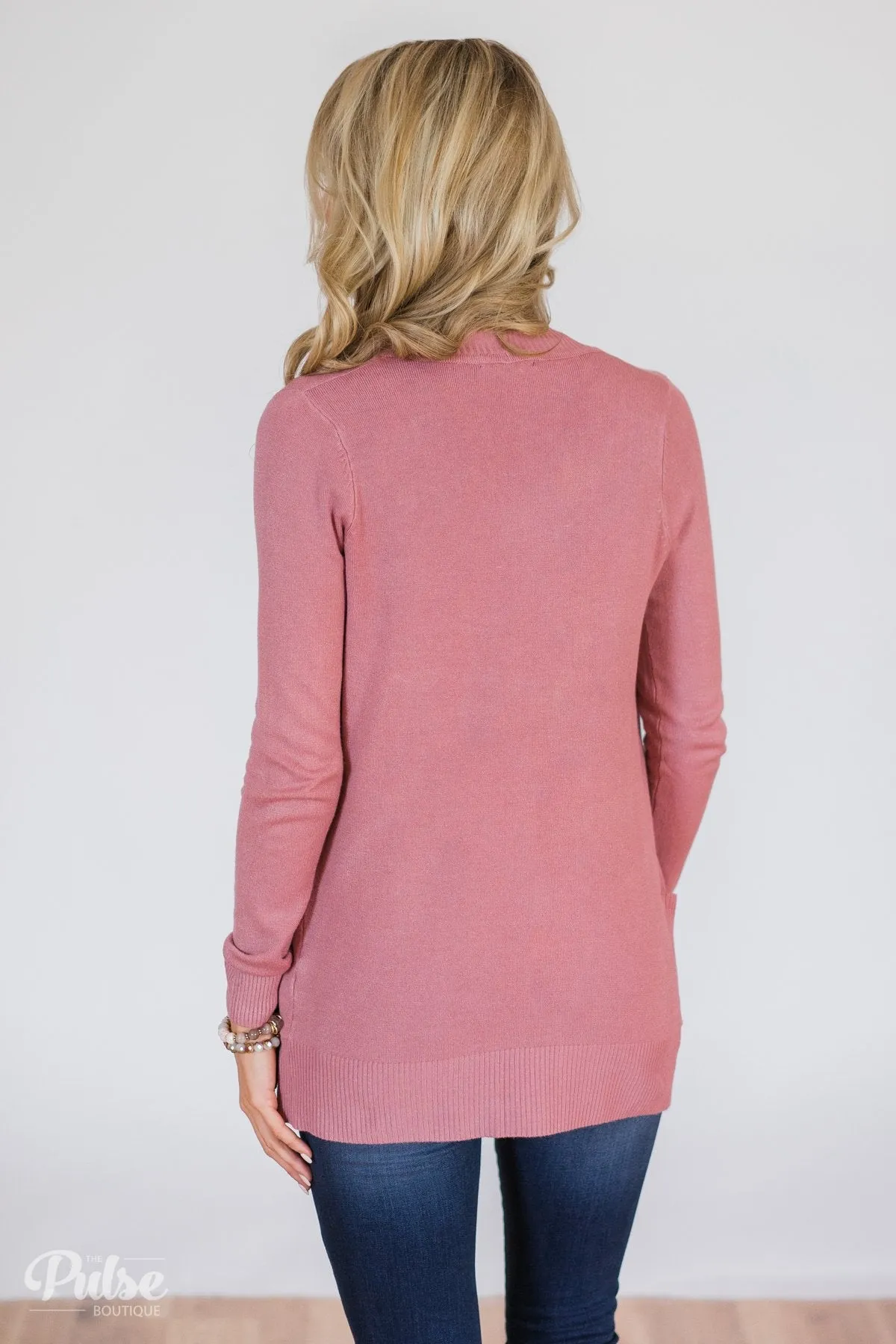 Essential Cardigan- Dusty Rose