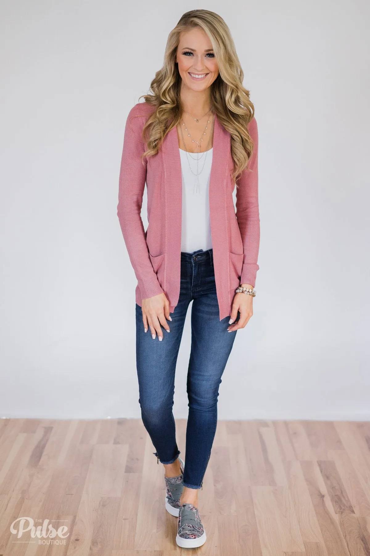 Essential Cardigan- Dusty Rose