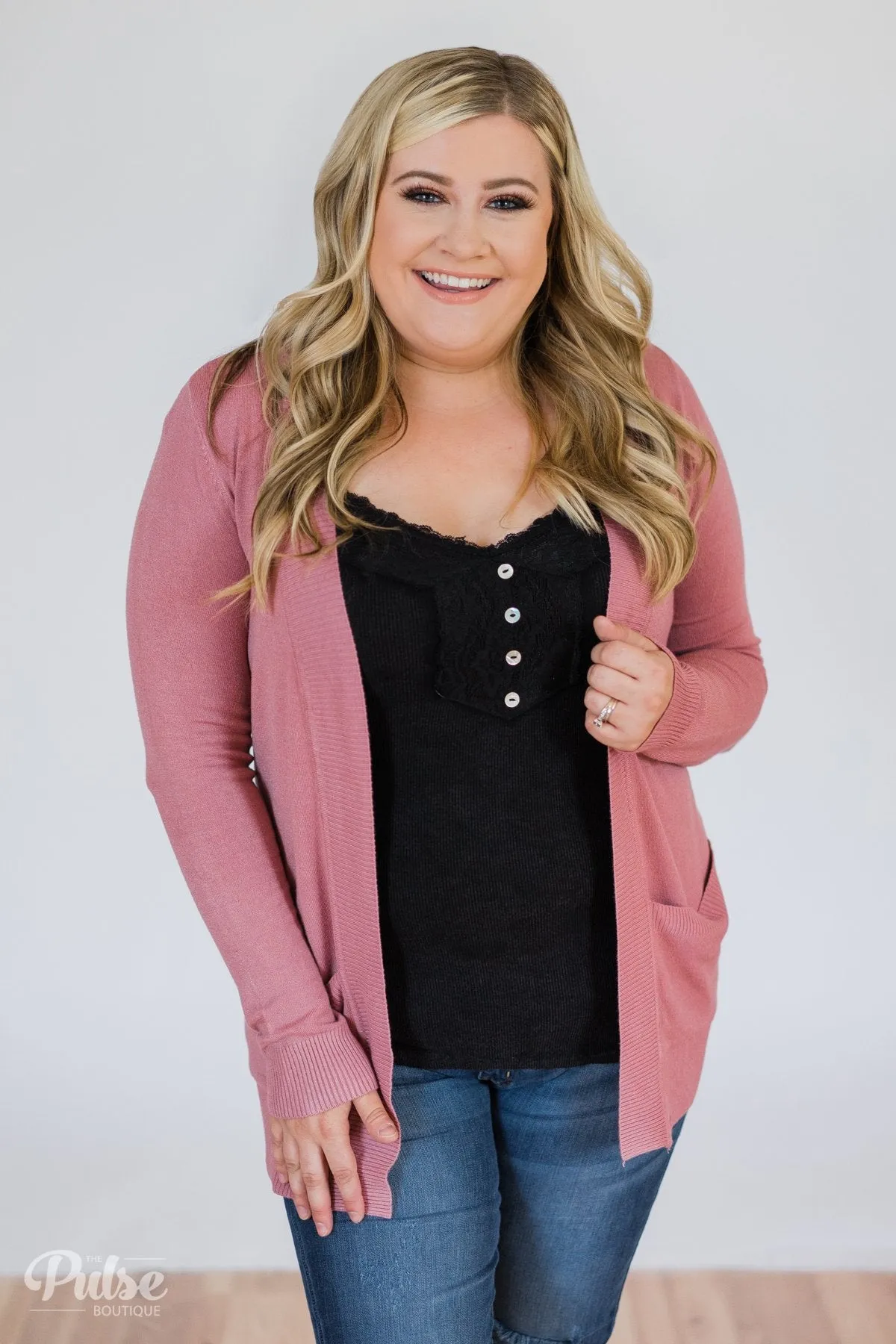 Essential Cardigan- Dusty Rose