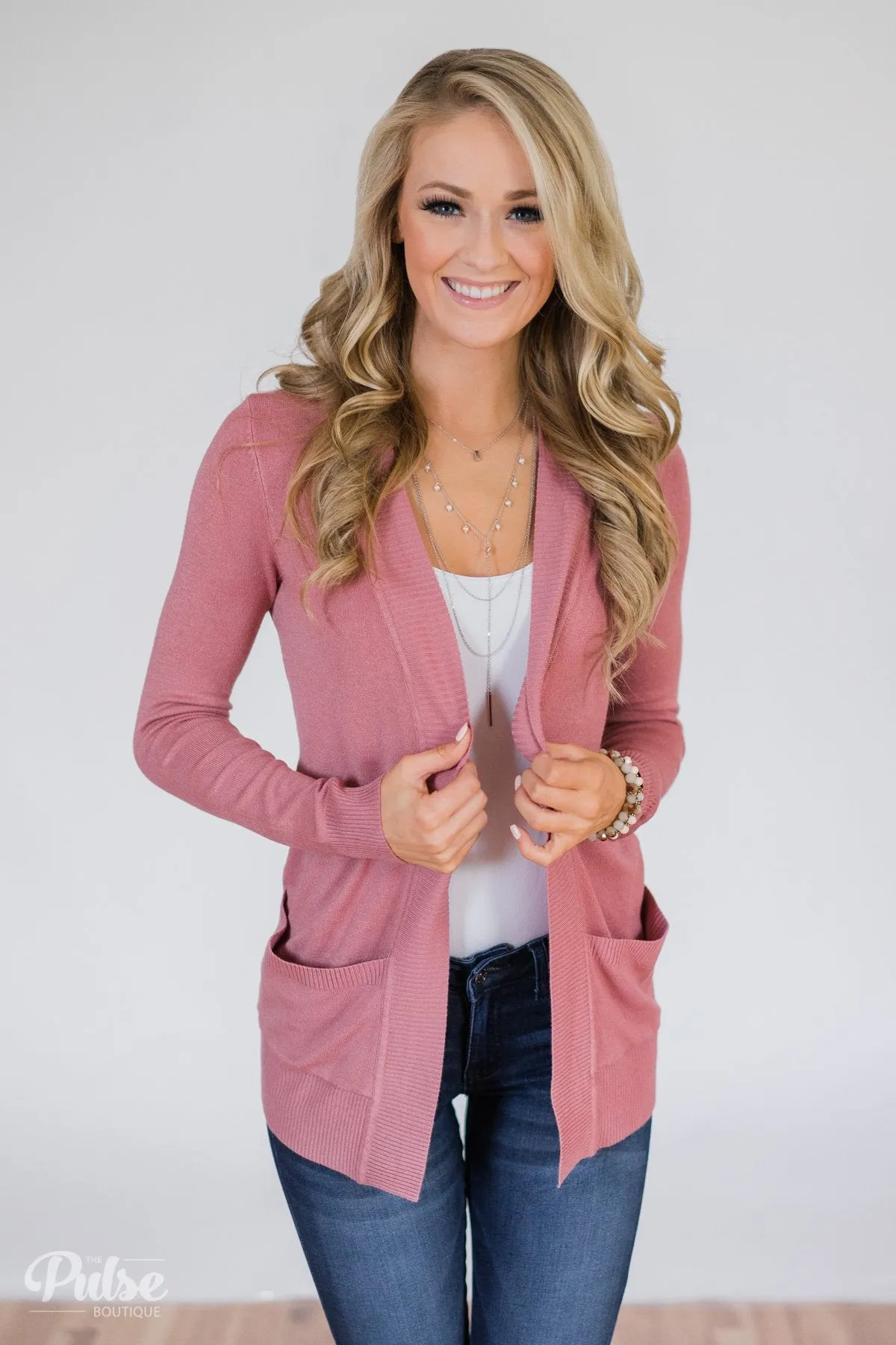 Essential Cardigan- Dusty Rose
