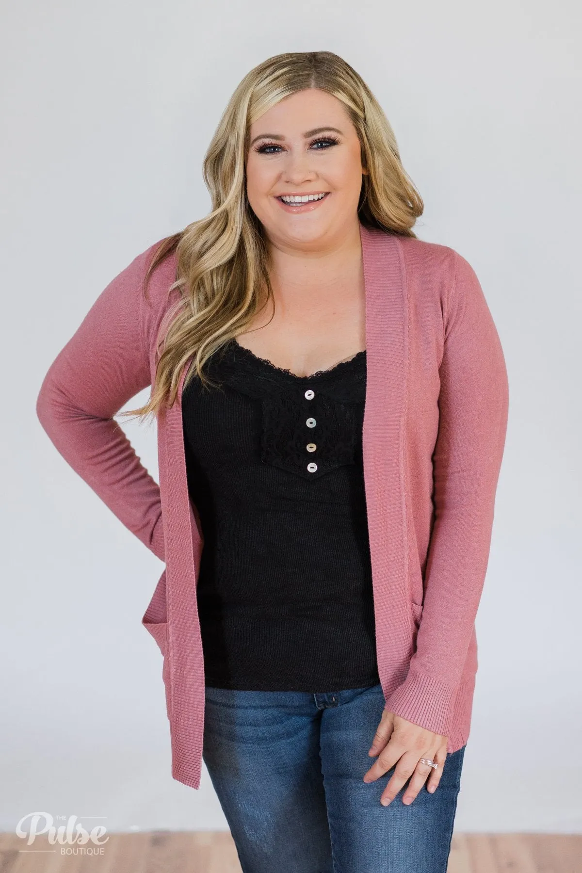Essential Cardigan- Dusty Rose