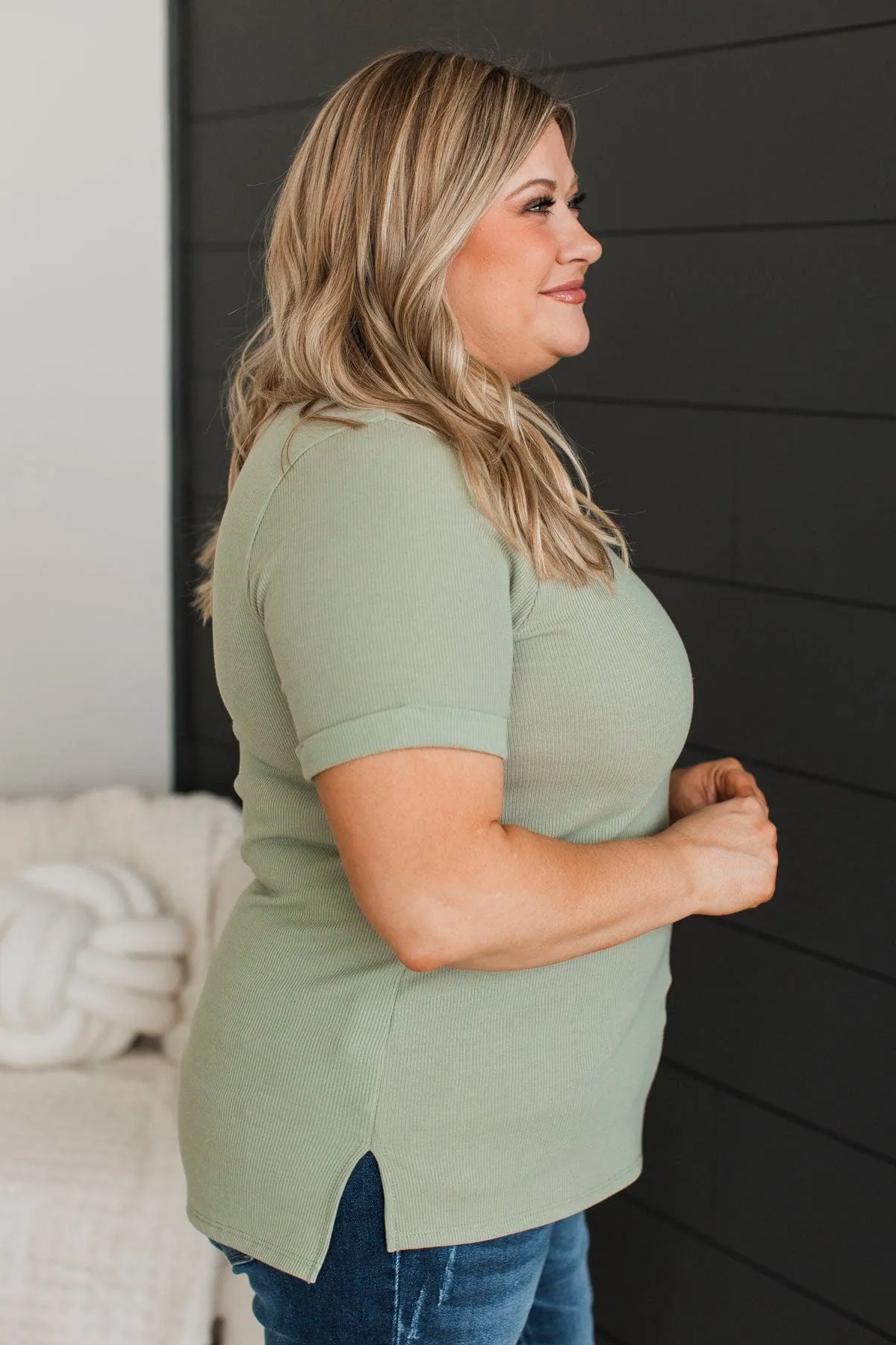 Exceptional Look Pocket Top- Sage