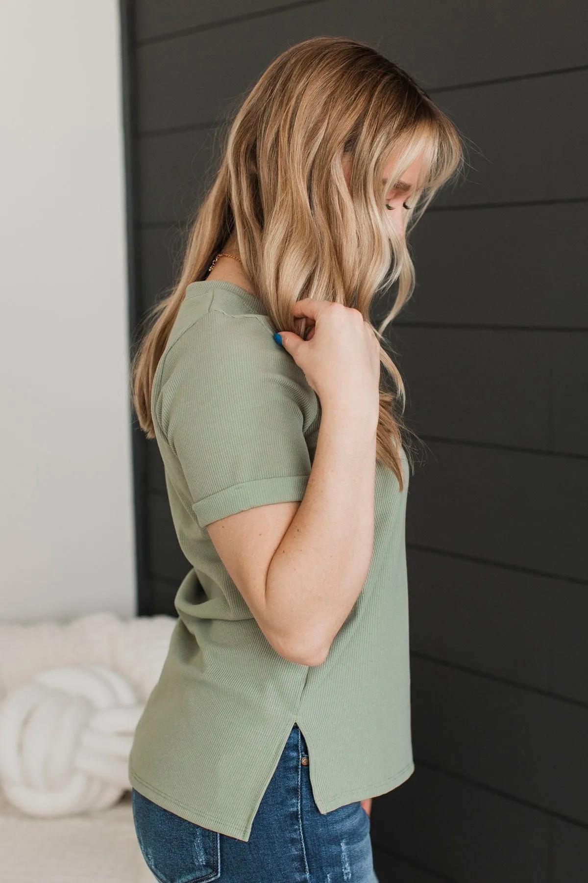 Exceptional Look Pocket Top- Sage