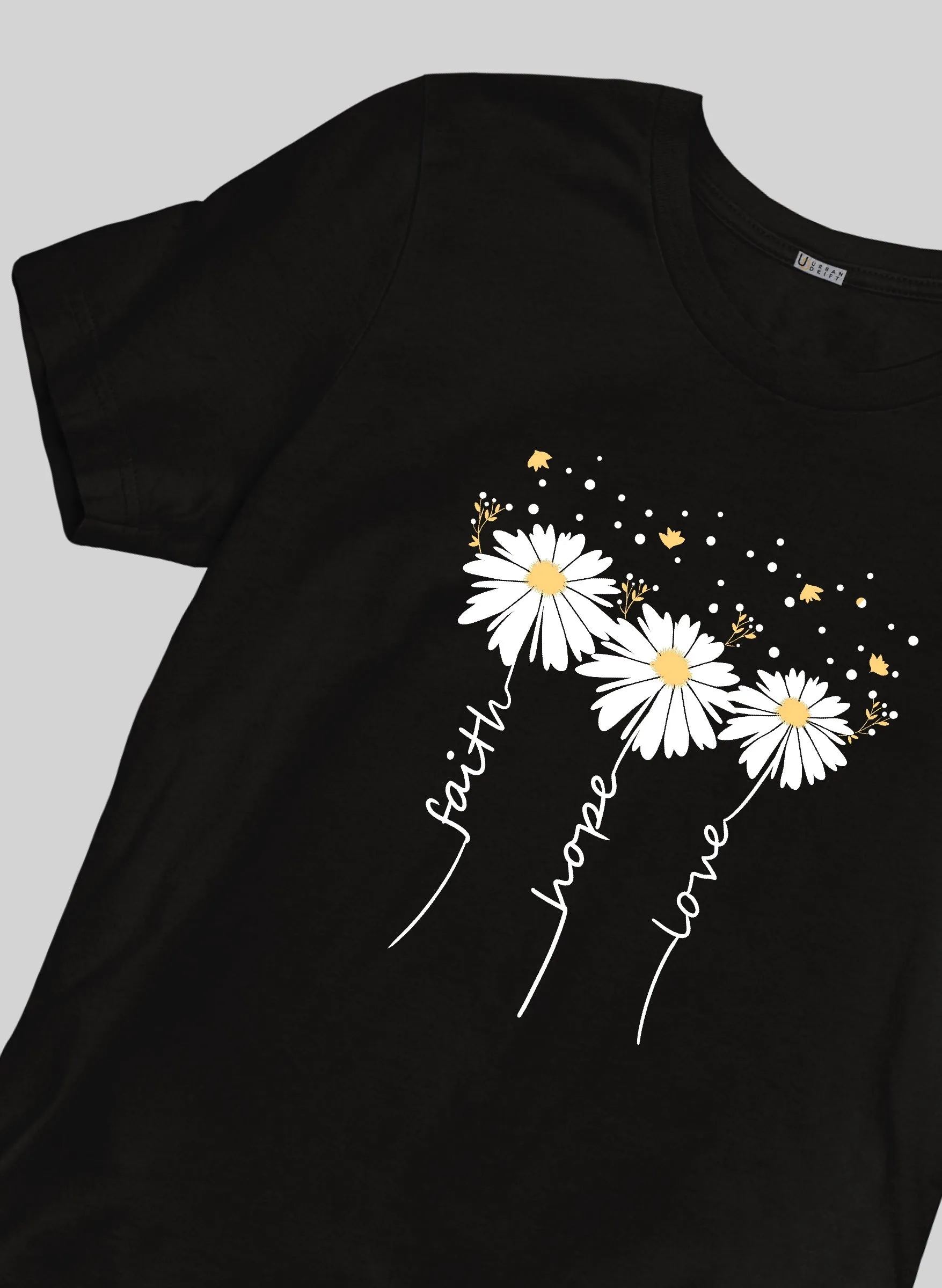 Faith, Hope, Love Black Half Sleeve T-Shirt