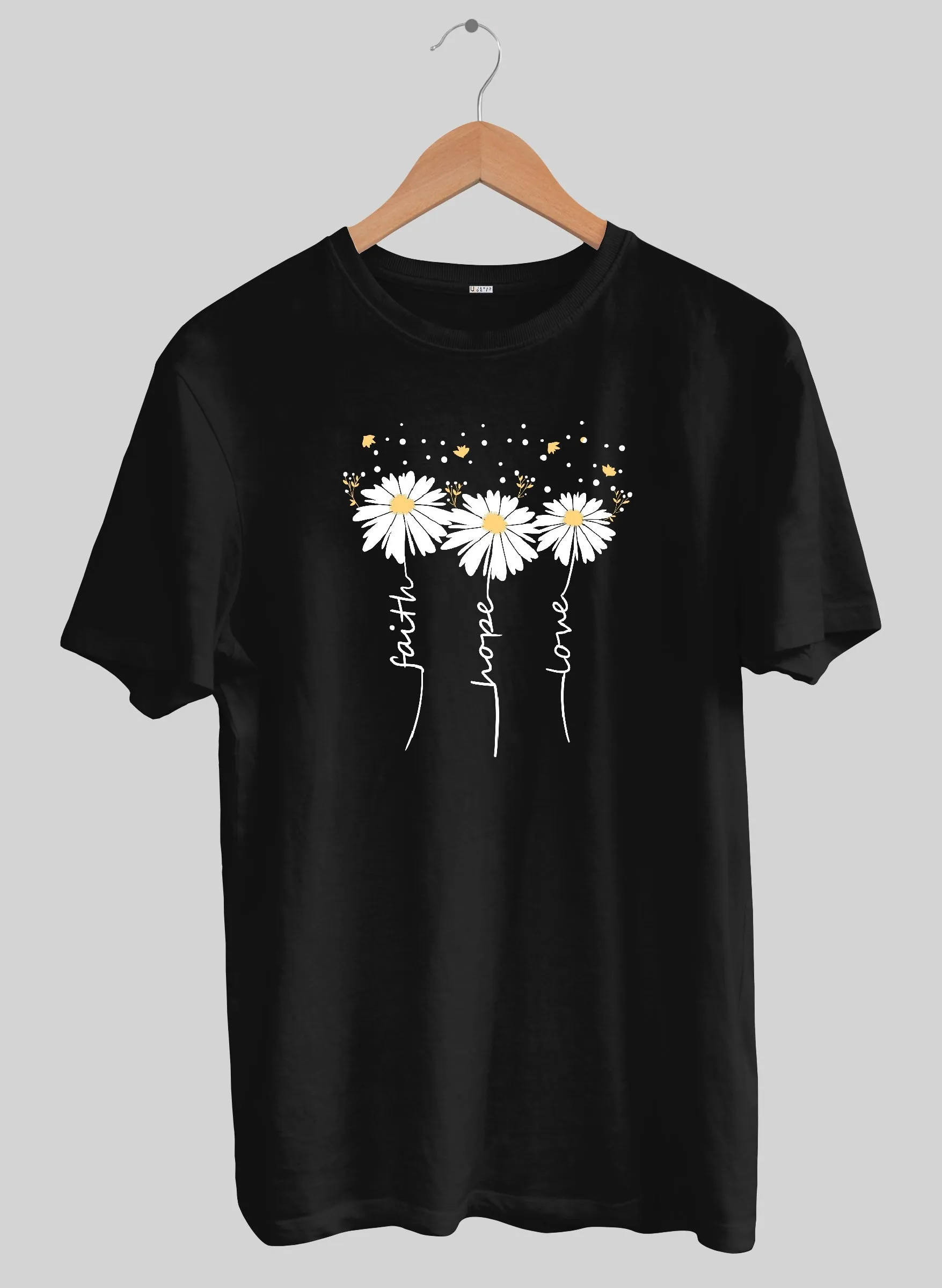 Faith, Hope, Love Black Half Sleeve T-Shirt
