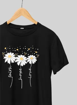 Faith, Hope, Love Black Half Sleeve T-Shirt