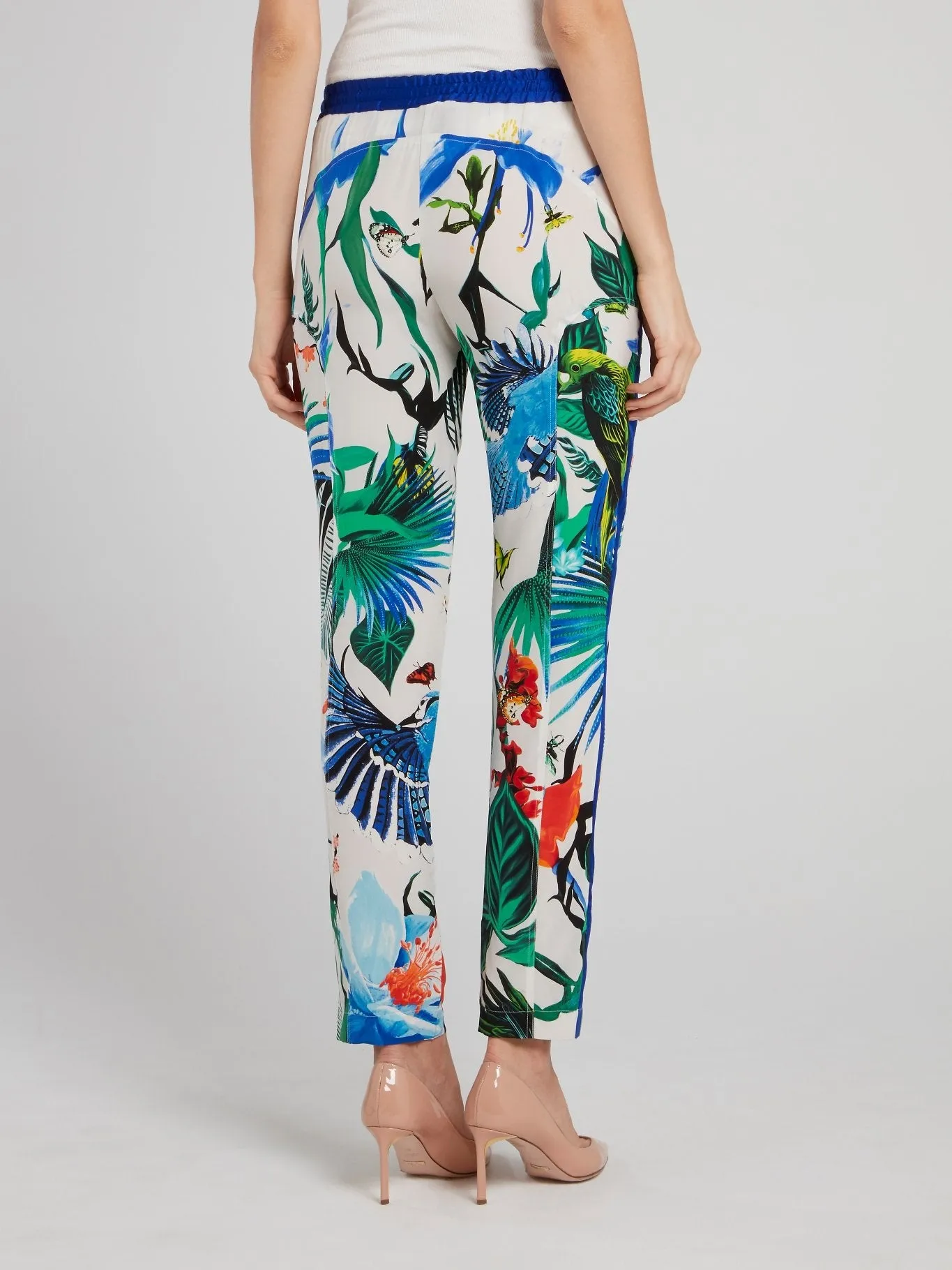 Flora and Fauna Print Straight Cut Pants