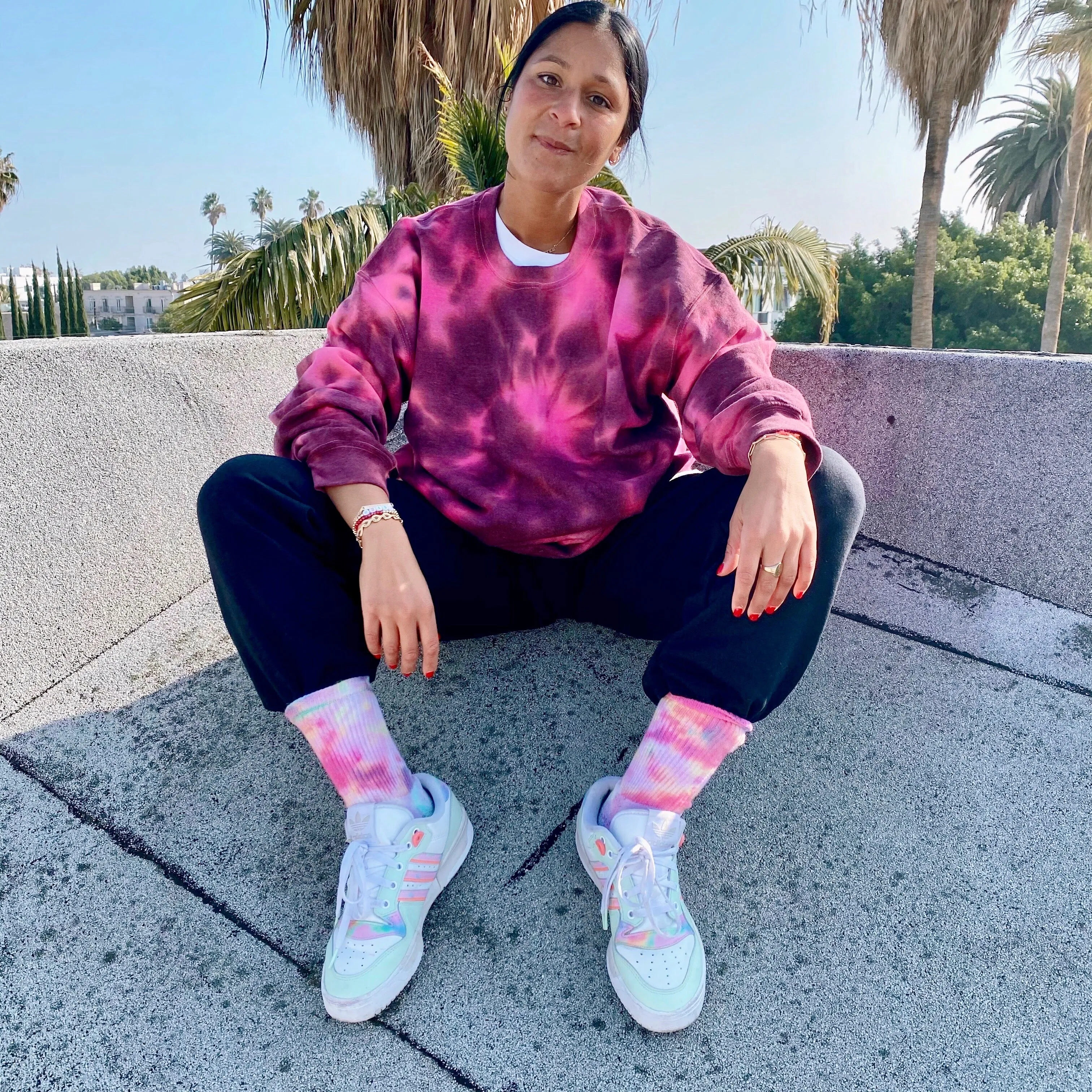 Fluorescent Neon Pink Tie Dye Crewneck
