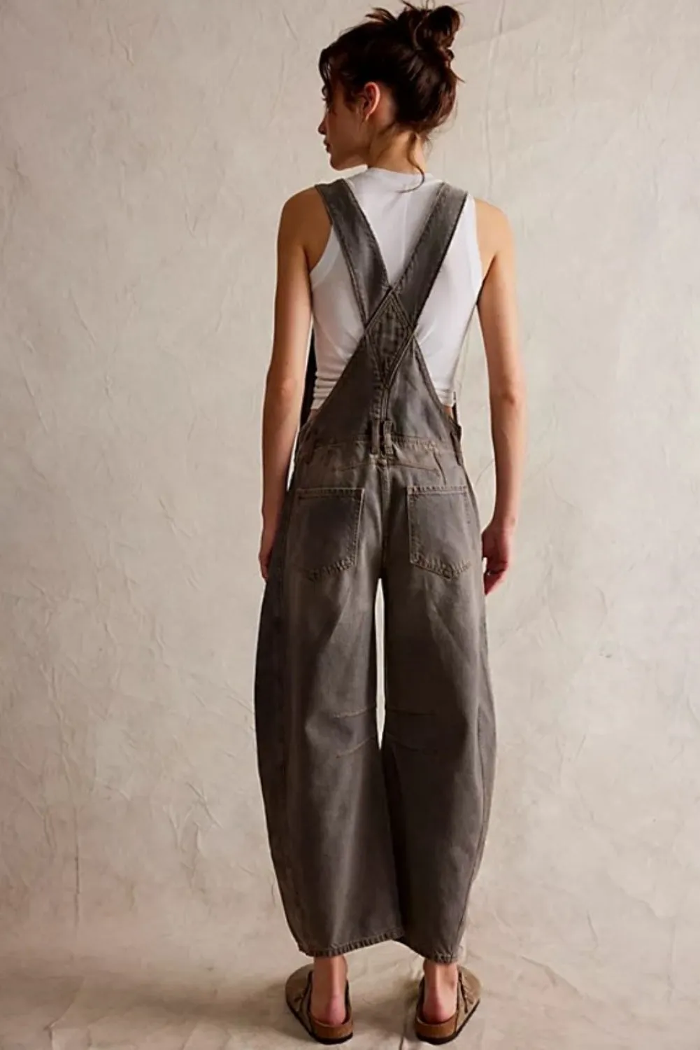 FREE PEOPLE GOOD LUCK OVERALL ARCHIVE GREY