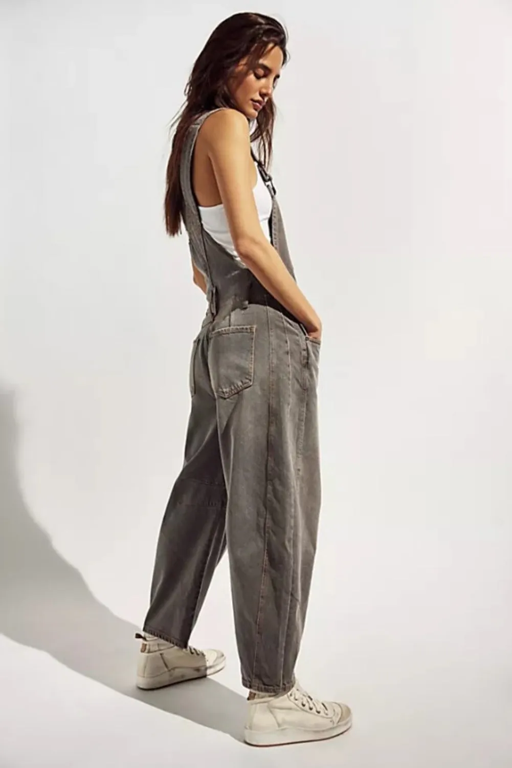 FREE PEOPLE GOOD LUCK OVERALL ARCHIVE GREY