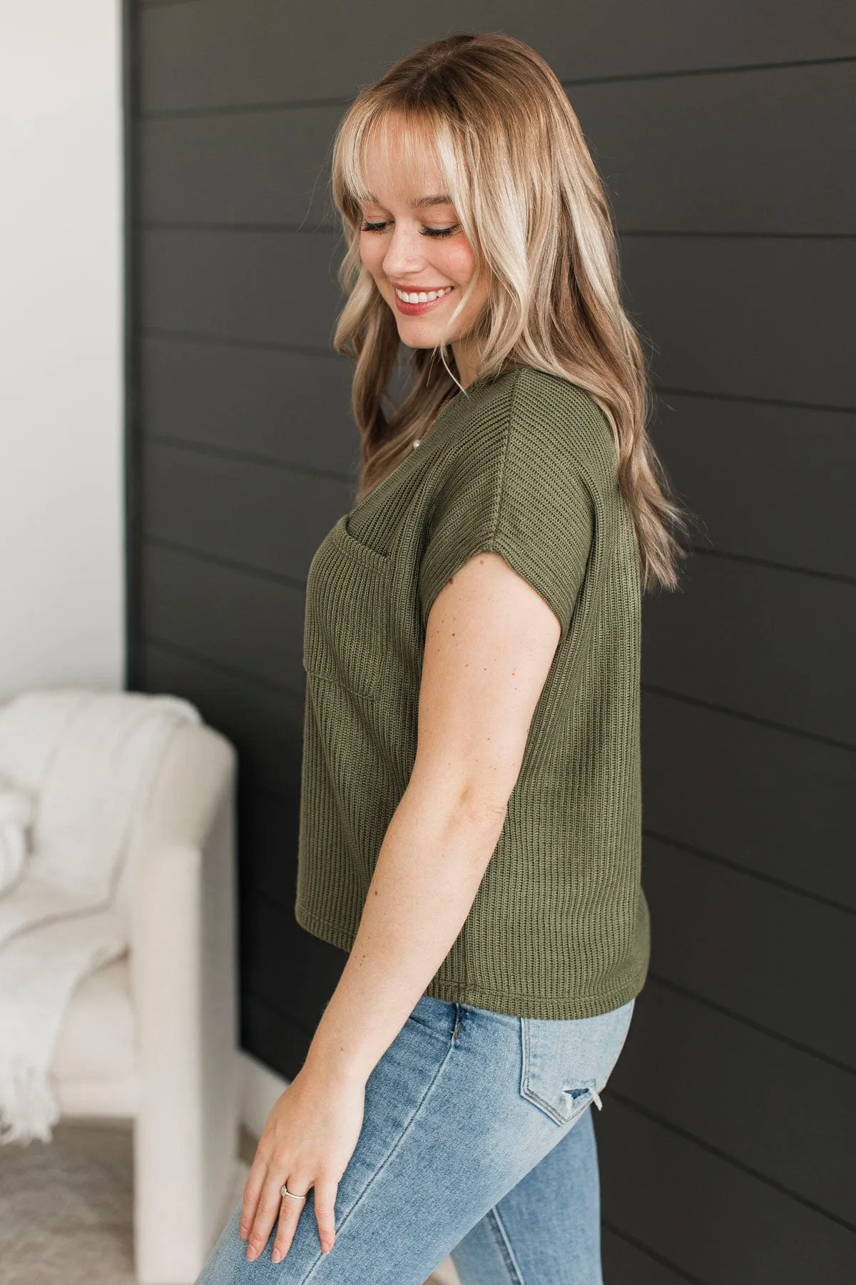 From The Beginning Knit Top- Olive