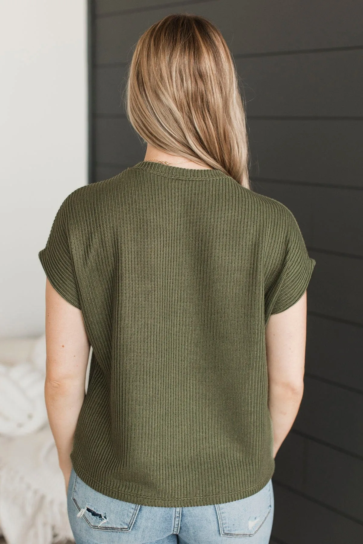 From The Beginning Knit Top- Olive