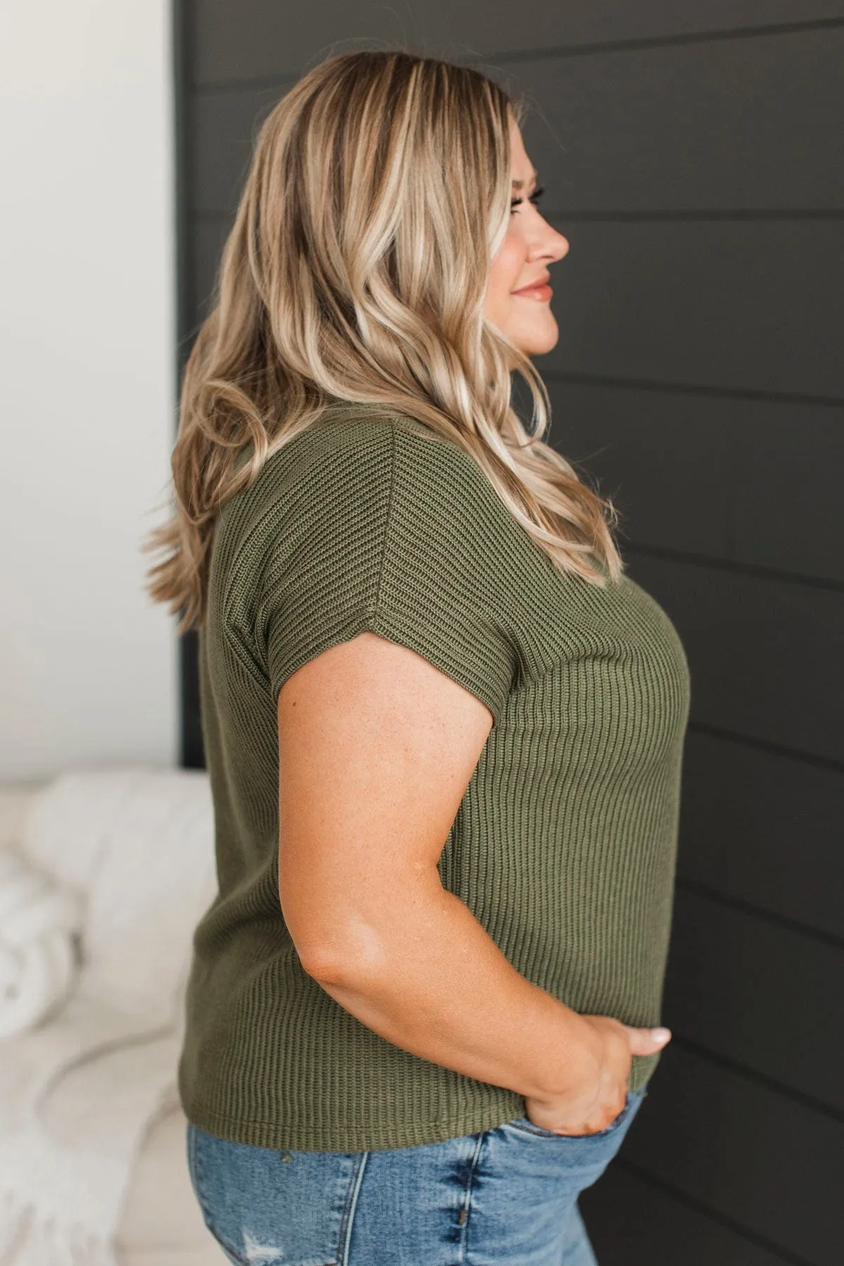 From The Beginning Knit Top- Olive