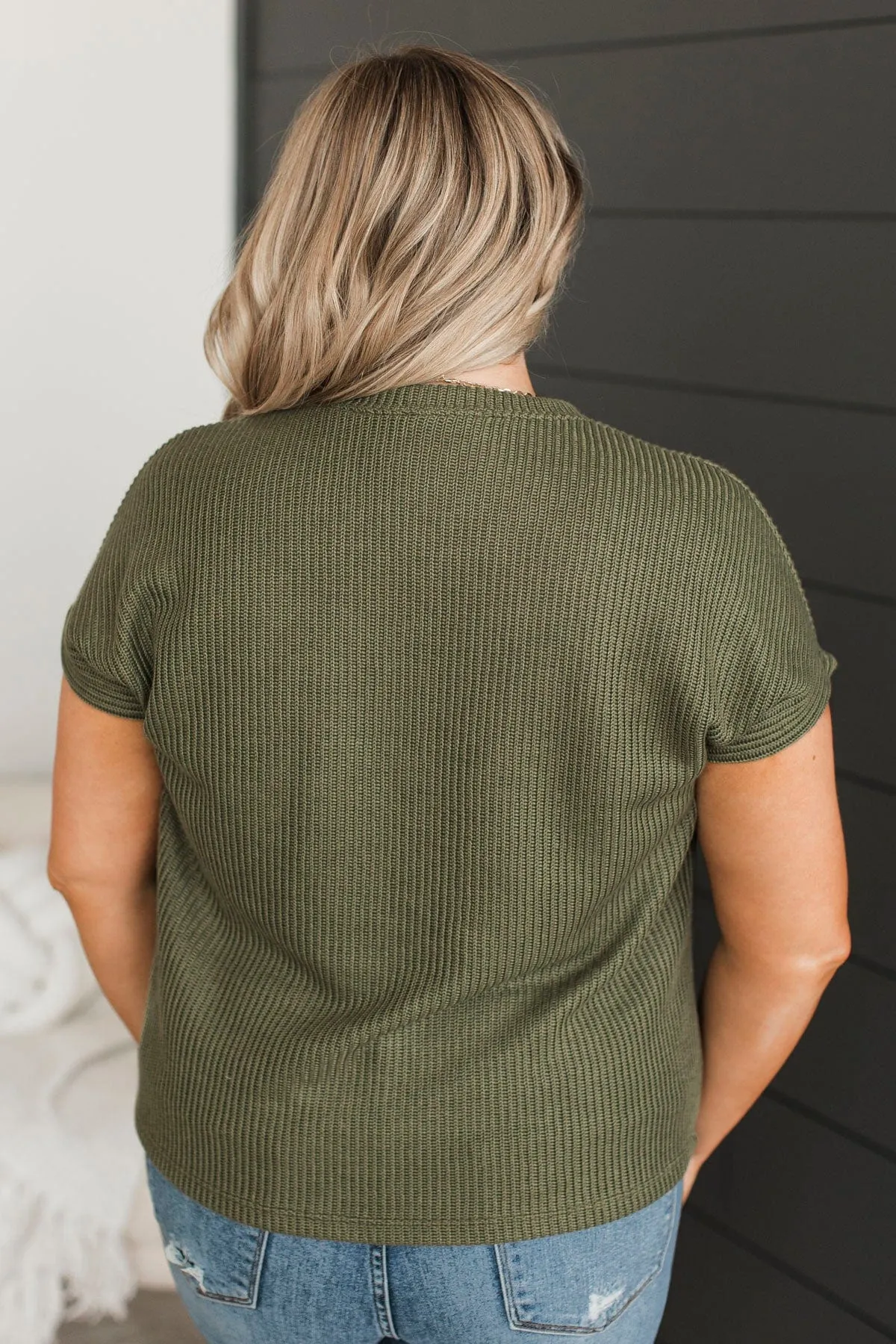From The Beginning Knit Top- Olive