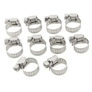 Fuel and Oil Line Stainless Hose Clamps For 7/16" TO 11/16" OD Hose (10 Pack) HD #10014