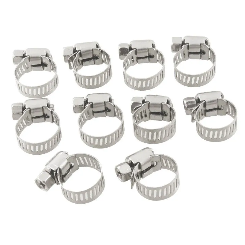Fuel and Oil Line Stainless Hose Clamps For 7/16" TO 11/16" OD Hose (10 Pack) HD #10014