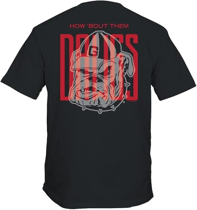 Georgia Men's Tall Dawgs Mascot 2-Sided Black Short Sleeve T Shirt