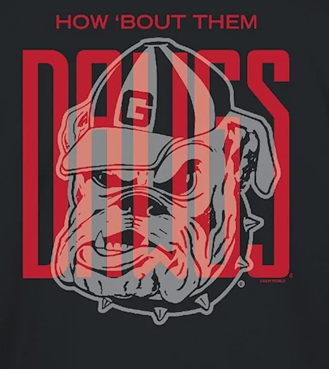 Georgia Men's Tall Dawgs Mascot 2-Sided Black Short Sleeve T Shirt