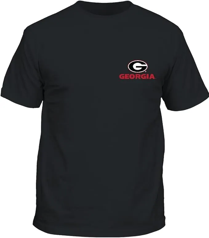 Georgia Men's Tall Dawgs Mascot 2-Sided Black Short Sleeve T Shirt