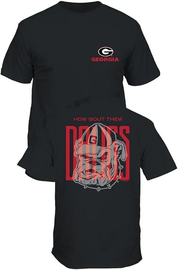 Georgia Men's Tall Dawgs Mascot 2-Sided Black Short Sleeve T Shirt
