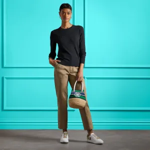 G/Fore Italian Cotton Twill High Raise Straight Tapered Womens Pants - Dune