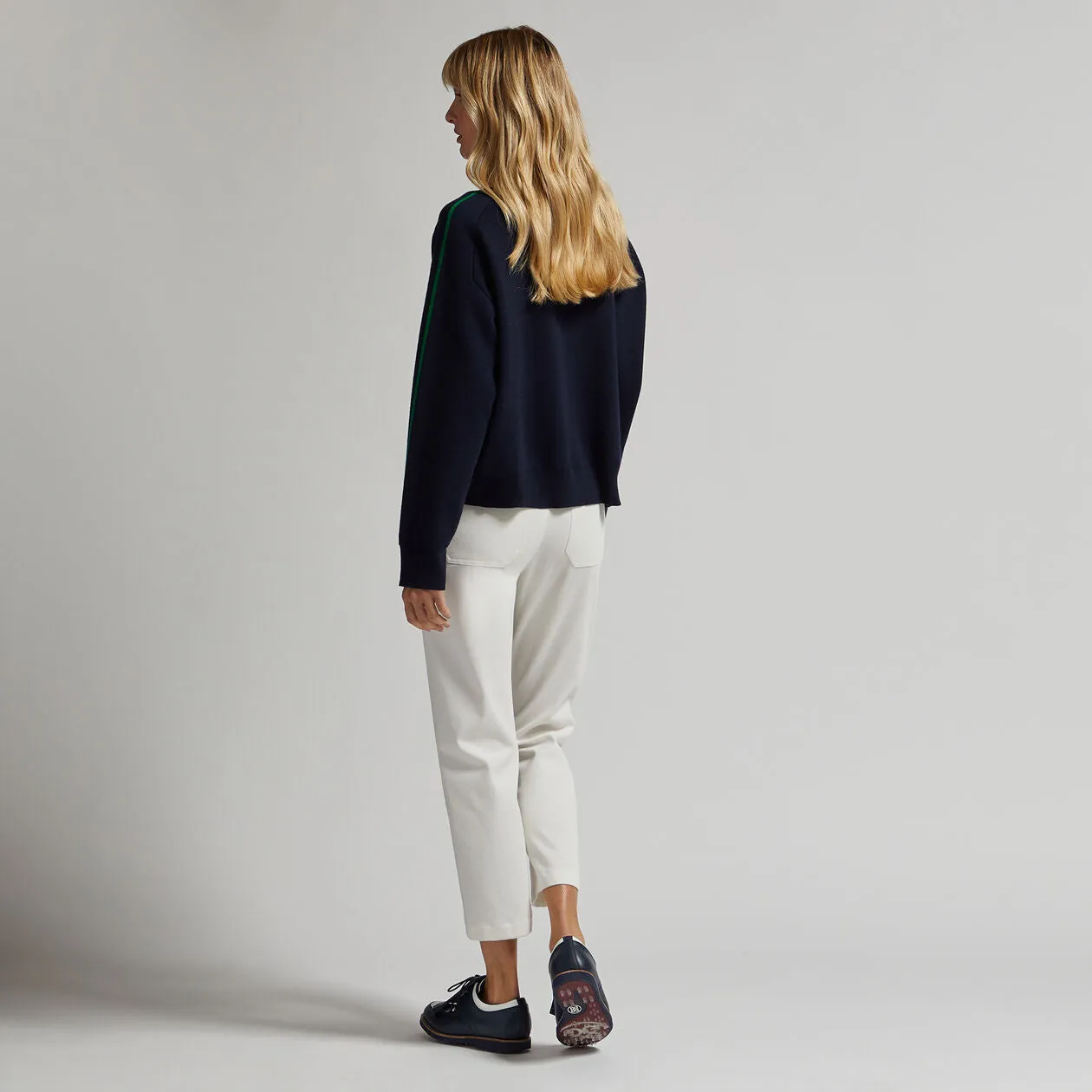 G/Fore Italian Cotton Twill High Raise Straight Tapered Womens Pants - Snow