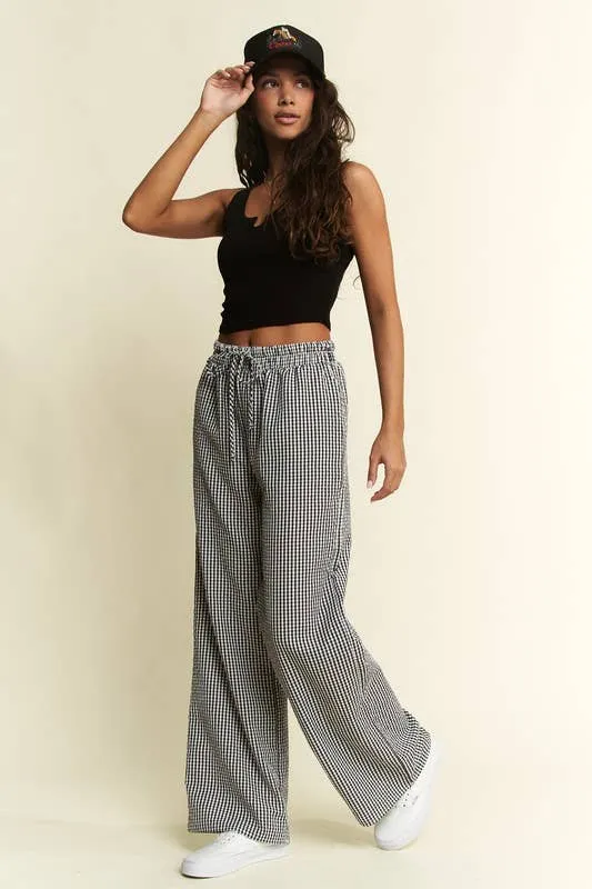 Gingham Boxer Pants - Black